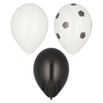 Grote Ballonnen zwart/wit als voetbal Ø 29 cm feestballons "Football"