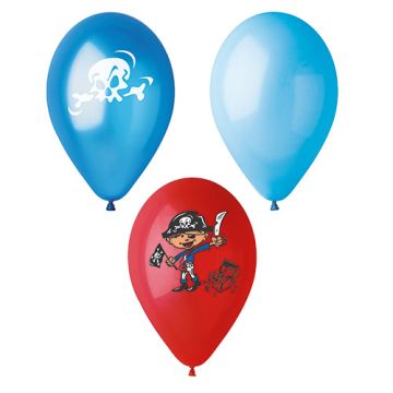 Verjaardagsballonnen met piraten Ø 29 cm assorti kleuren feestballons piraat