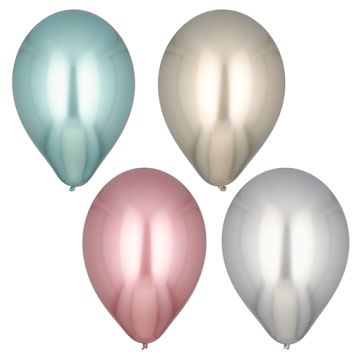 Grote ballonnen in chique glanzende kleuren Ø 33 cm assorti kleuren feestballons "Shiny" large
