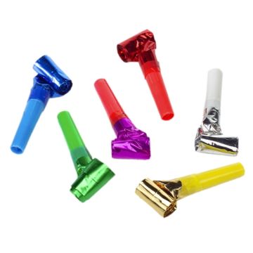 Roltongen voor verjaardag bonte kleuren in Metallic rolfluiten