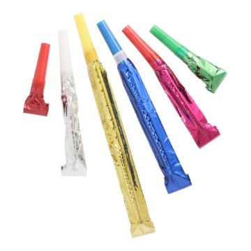Roltongen voor verjaardag bonte kleuren in Metallic rolfluiten