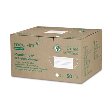 Medische mondkapjes nonwoven PLA 3-laags 9,5 x 17,5 cm biologische afbreekbare mondneusmasker wit