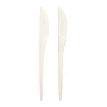 Herbruikbare messen C-PLA "Folia" 19 cm wit, mes reusable