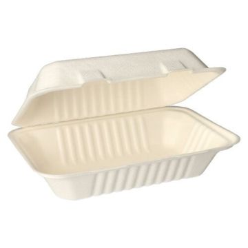 Bio menubox suikerriet "pure" 15,5 x 23 cm 1-vaks PFAS-vrij bagasse wit