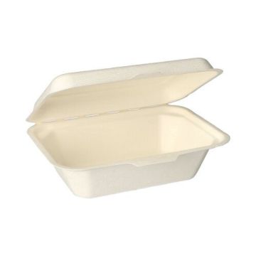 Bio menubox suikerriet "pure" 18 x 12,5 cm PFAS-vrij bagasse wit