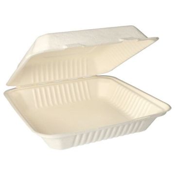 Bio menubox suikerriet 1-vaks  "pure" 25,5 x 25,5 cm PFAS-vrij bagasse wit 