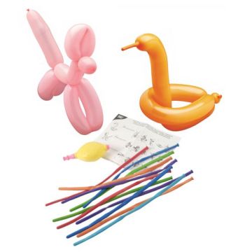 Modelleerballonnen 115 cm assorti kleuren met pomp en instructies