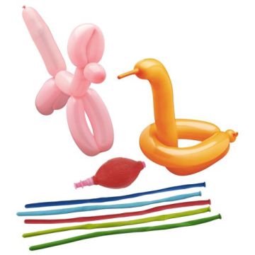 Modelleerballonnen 120 cm assorti kleuren met pomp