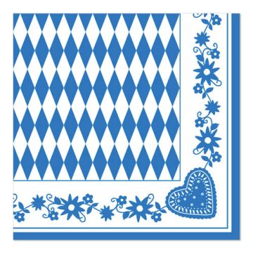 Servetten 1/4 vouw 40 cm x 40 cm "Beiers blauw"