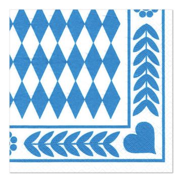 Servetten, 3-laags 1/4 vouw 33 cm x 33 cm "Beiers blauw"