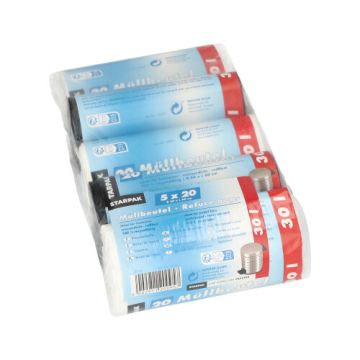 Pedaalemmerzakken, HDPE 30 l 60 cm x 50 cm assorti kleuren