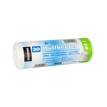 Pedaalemmerzakken, LDPE 60 l 72 cm x 60 cm wit