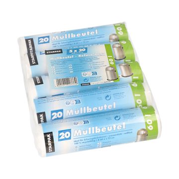 Pedaalemmerzakken, HDPE 60 l 72 cm x 60 cm wit