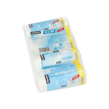 Huisvuilzakken met handgreep, HDPE 10 l 42 cm x 39,5 cm helder