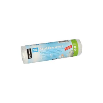 Huisvuilzakken met handgreep, HDPE 60 l 75 cm x 65 cm helder