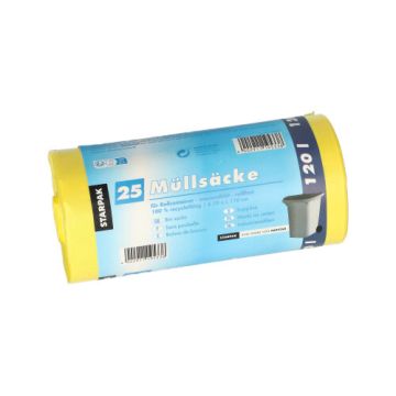 Industriezakken, HDPE 120 l 110 cm x 70 cm geel