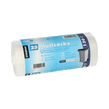 Industriezakken, HDPE 120 l 110 cm x 70 cm helder