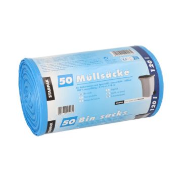 Industriezakken, HDPE 120 l 110 cm x 70 cm blauw