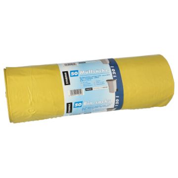 Industriezakken, LDPE 120 l 110 cm x 70 cm geel