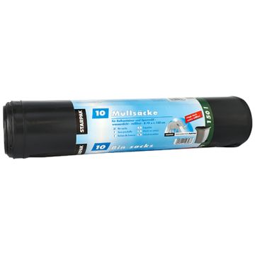Industriezakken, LDPE 150 l 150 cm x 70 cm zwart extra sterk