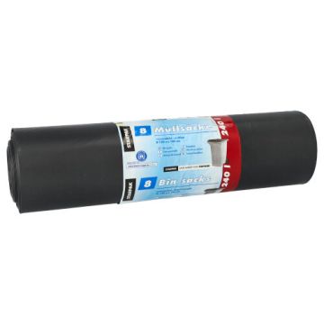 Vuilniszakken LDPE "blauer Engel" 240 l 145 cm x 120 cm zwart, vuilzakken, afvalzakken