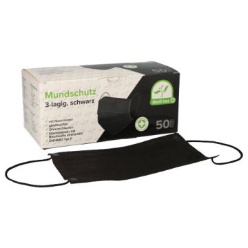 "Medi-Inn" Mundschutz Type II 3-lagig 9 cm x 17,5 cm zwart met neusbeugel