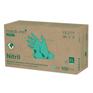 Nitril handschoenen poedervrij groen maat XL, biologisch afbreekbaar