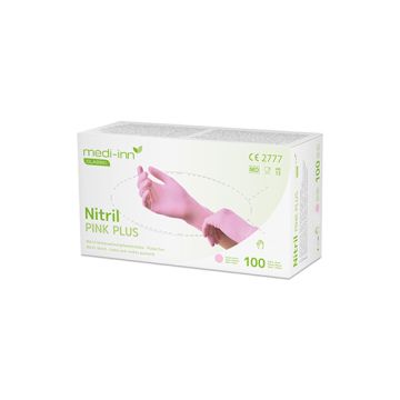 Handschoenen nitril poedervrij roze "Nitril Pink Plus" L