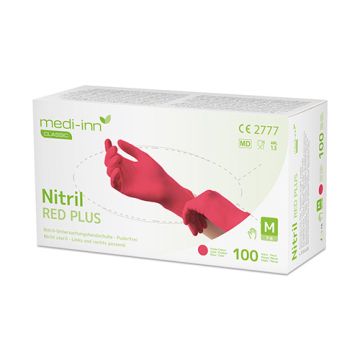 Handschoenen nitril poedervrij rood "Nitril Red Plus" M