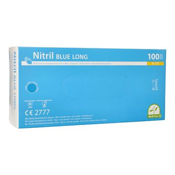 "Medi-Inn" Handschoenen Nitril poedervrij "Long" blauw Maat S
