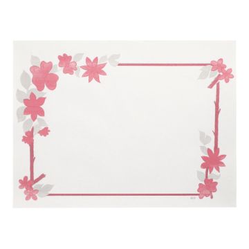 Placemats van stevig papier 30 cm x 40 cm wit "Bloemenrand"