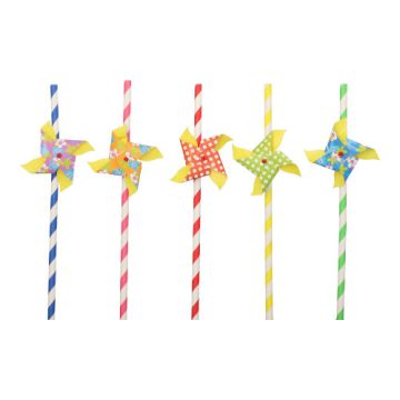 Drinkrietjes, papier Ø 6 mm · 20 cm assorti kleuren "Windmill"