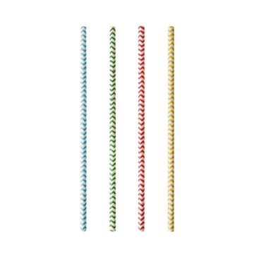 Drinkrietjes, papier Ø 6 mm · 20 cm assorti kleuren "Zig Zag"
