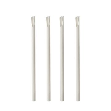 Drinkrietjes met lepel, papier "pure" Ø 8 mm · 20 cm wit