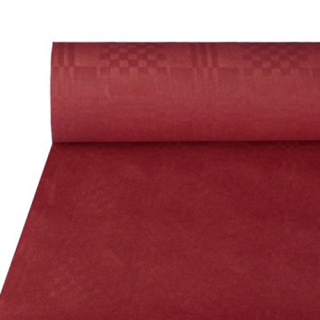 Tafelkleed papier met damastprint 50 m x 1 m bordeaux