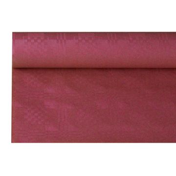 Tafelkleed papier met damastprint 6 m x 1,2 m bordeaux