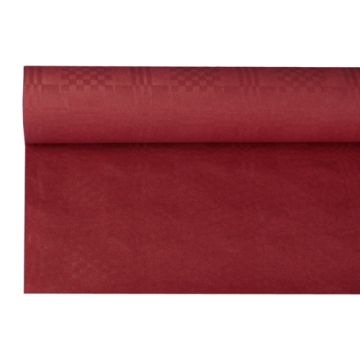 Tafelkleed papier met damastprint 8 m x 1,2 m bordeaux