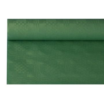 Tafelkleed papier met damastprint 8 m x 1,2 m donkergroen