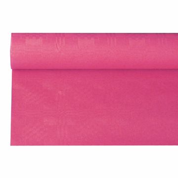 Tafelkleed papier met damastprint 6 m x 1,2 m fuchsia