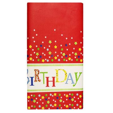 Gevouwen papieren tafelkleed verjaardag 120 cm x 180 cm "Happy Birthday" met beschermingslaag