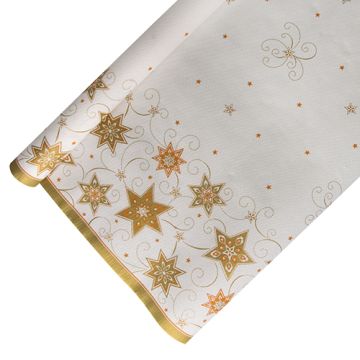 Tafelkleed, papier 6 m x 1,2 m wit "Just Stars" met beschermingslaag