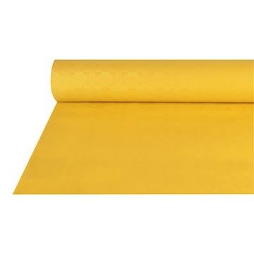 Tafelkleed papier met damastprint 50 m x 1 m geel