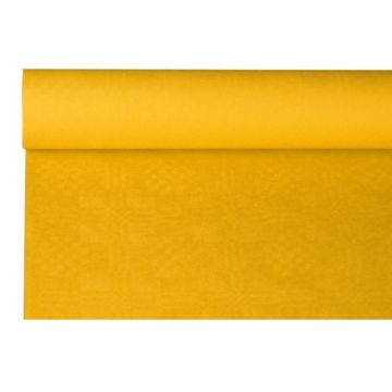 Tafelkleed papier met damastprint 8 m x 1,2 m geel