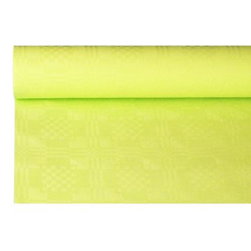 Tafelkleed papier met damastprint 6 m x 1,2 m limoengroen