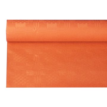 Tafelkleed papier met damastprint 6 m x 1,2 m nectarine