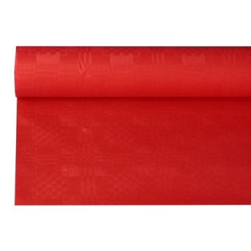 Tafelkleed papier met damastprint 8 m x 1,2 m rood