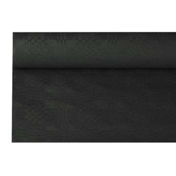 Tafelkleed papier met damastprint 8 m x 1,2 m zwart
