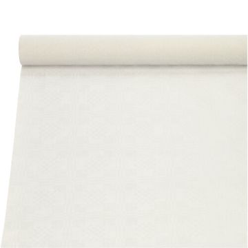 Tafelkleed papier met damastprint 10 m x 1 m wit