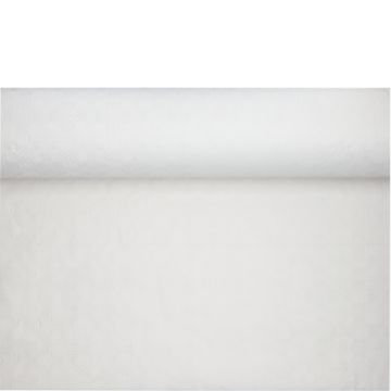 Tafelkleed papier met damastprint 100 m x 1,2 m wit