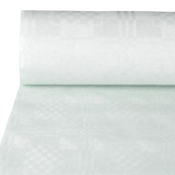 Tafelkleed papier met damastprint 100 m x 1 m wit